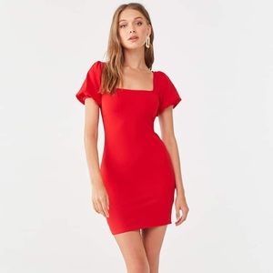 Forever 21 Red puff sleeve bodycon dress